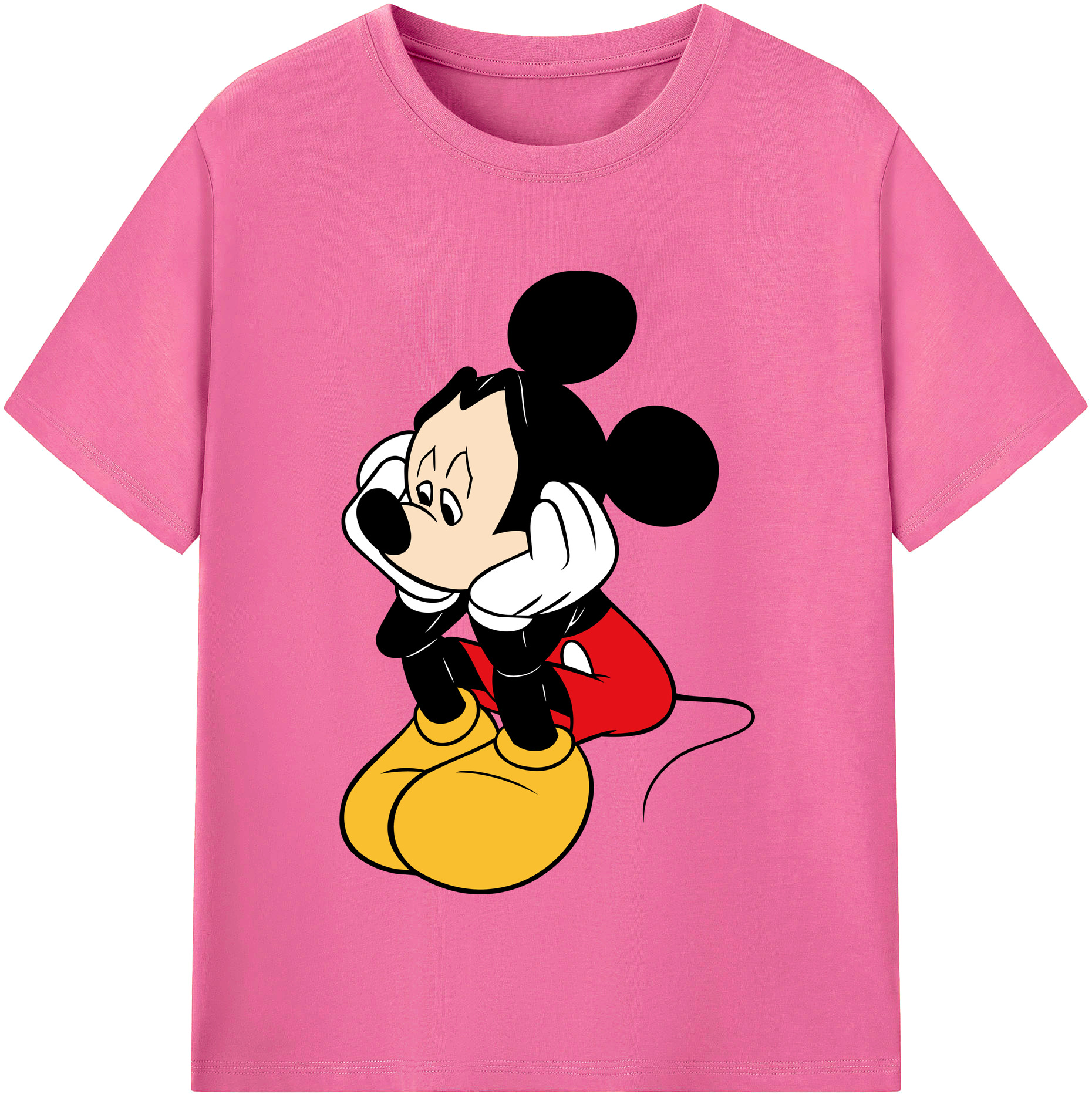 （画像用） ミッキーマウス Mickey Mouse レディースカジュアルプリントTシャツ（綿100％）